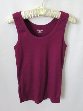 St. John's Bay purple 100% cotton scoop neck sleeveless ribbed tank *Sz S*